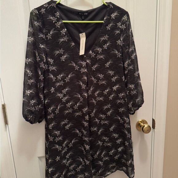 NWT Francesca’s Black and White Shooting Star Patterned Dress Size XS - Picture 11 of 13